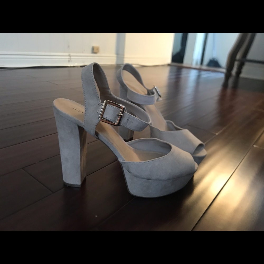 Tan JustFab Chunky Heels